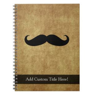 Caderno Espiral Vintage Mustache com texto personalizado