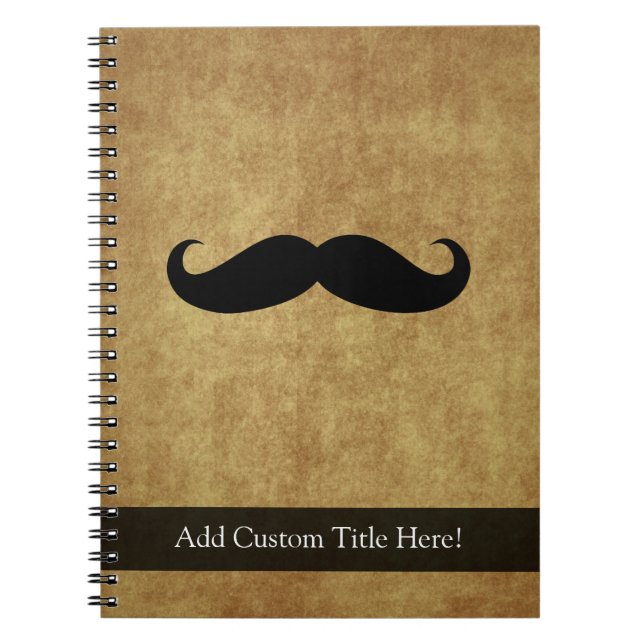 Caderno Espiral Vintage Mustache com texto personalizado (Frente)