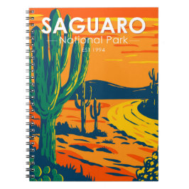 Caderno Espiral Vintage na Arizona do Parque Nacional do Saguaro