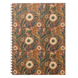 Caderno Espiral Vintage Orange Floral Lined Journal – Retro Flower