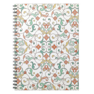 Caderno Espiral Vintage padrão sem descontinuidades com ornamento