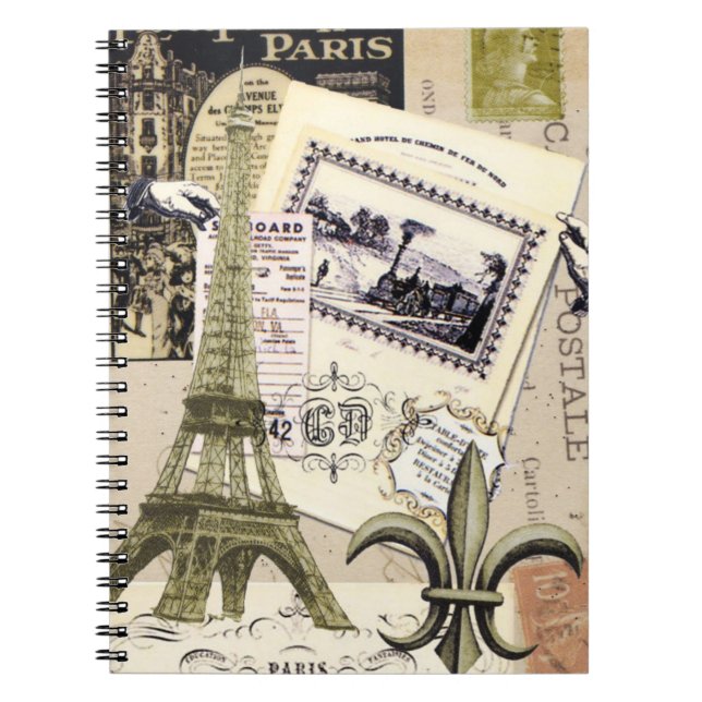 Caderno Espiral Vintage Paris Collage...notebook (Frente)