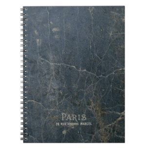 Caderno Espiral Vintage Paris rachada couro azul parece francês