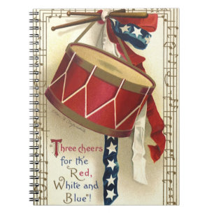 Caderno Espiral Vintage Patriotic, Tambores com Notas Musicais