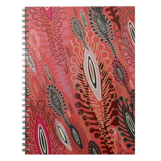 Caderno Espiral Vintage Peafowl Vermelho Decorativo Sem Olhos Padr
