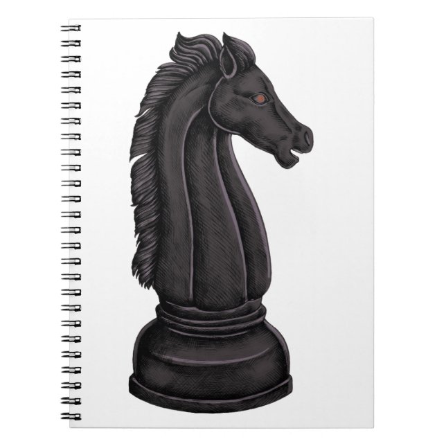 Caderno Espiral Vintage - peça preta de xadrez (Frente)