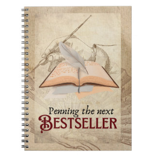 Caderno Espiral Vintage Penning the Next Bestseller Notebook