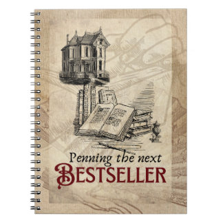 Caderno Espiral Vintage Penning the Next Bestseller Notebook House