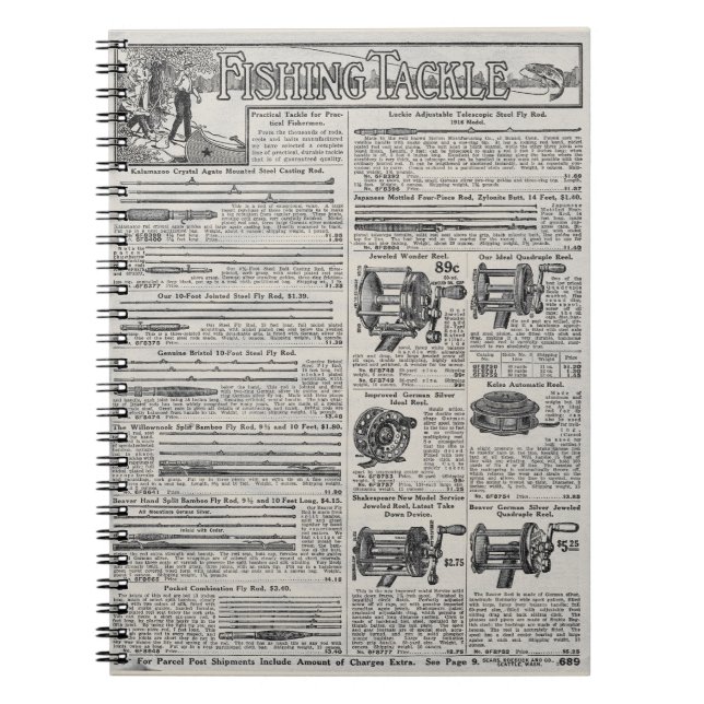 Caderno Espiral Vintage, Pesca, Tackers e Enguias (Frente)