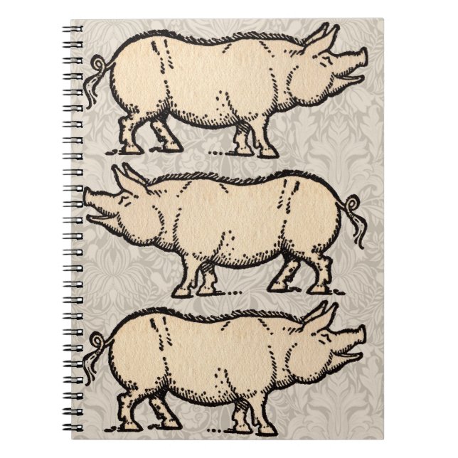 Caderno Espiral Vintage Piggy Cute (Frente)