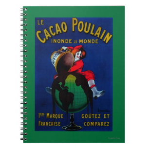 Caderno Espiral Vintage PosterEurope de Poulain do cacau