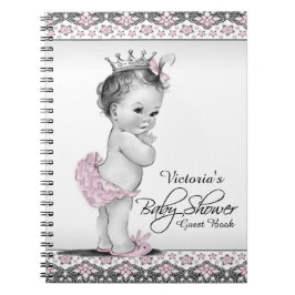 Caderno Espiral Vintage Princess Chá de fraldas Guest Book