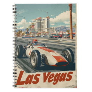 Caderno Espiral Vintage Racing Carro em Las Vegas
