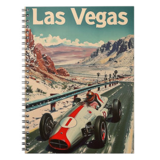 Caderno Espiral Vintage Racing Carro em Las Vegas