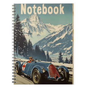 Caderno Espiral Vintage Racing Carro nos Alpes