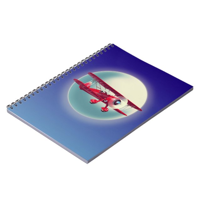 Caderno Espiral Vintage Red Biplane (Left Side)