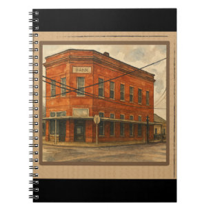 Caderno Espiral Vintage Red Brick Bank - Pequena Nostalgia