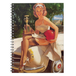 Caderno Espiral Vintage Retro Car Race Pin Up Girl