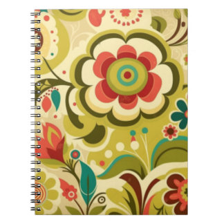 Caderno Espiral Vintage retro design verde-claro-floral
