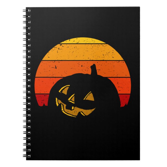Caderno Espiral Vintage Retro Sunset Halloween Pumpkin I (Frente)