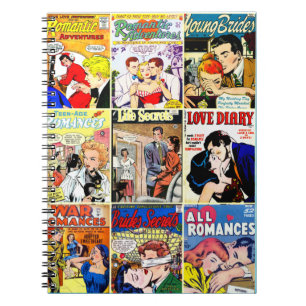 Caderno Espiral Vintage Romance - Colagem de Cobrir de BD