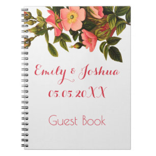 Caderno Espiral Vintage Rosas Belos Botânicos Rosa