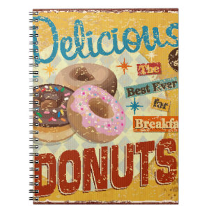 Caderno Espiral Vintage Rosquinha metal sign. vintage, sign, rosqu