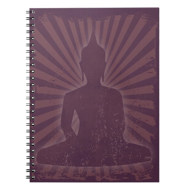 Caderno Espiral vintage roxo Buddha (Frente)