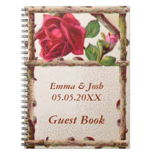 Caderno Espiral Vintage rústico do livro de hóspedes do país do