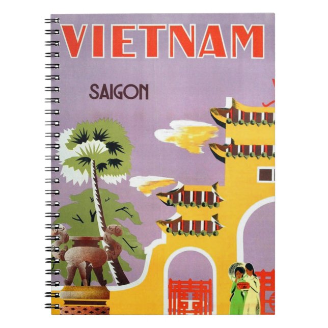 Caderno Espiral Vintage Saigon Vietnam Viagem (Frente)
