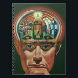Caderno Espiral Vintage Science Fiction, Alienígena Brain in Labor<br><div class="desc">Ilustração vintage: aliens futuristas de ficção científica e imagens de robôs apresentando um homem com seu cérebro exposto mostrando um laboratório. Um clássico design de revista em quadrinhos que apresenta um ciborgue cientista com a mão no queixo com um olhar intenso em seu rosto e parece que está pensando no...</div>