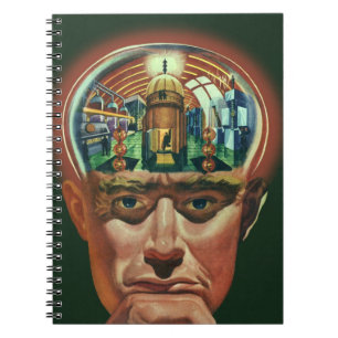 Caderno Espiral Vintage Science Fiction, Alienígena Brain in Labor