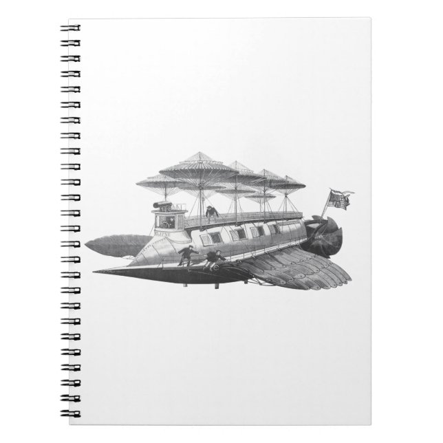 Caderno Espiral Vintage Science Fiction Steampunk Airship Eclipse (Frente)