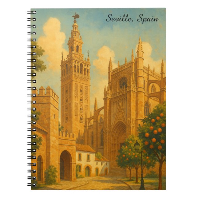 Caderno Espiral Vintage Seville Spain Andalusia Travel (Frente)