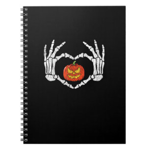 Caderno Espiral Vintage Skeleton Mãos Pumpkin Outono Hallow