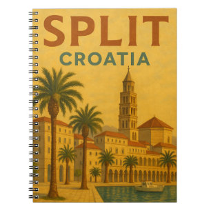 Caderno Espiral Vintage Split Croácia Dalmatia Viagem