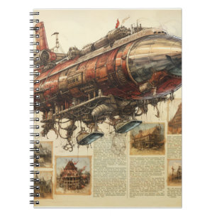 Caderno Espiral Vintage Steampunk Zeppelin (11)