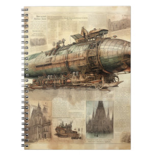 Caderno Espiral Vintage Steampunk Zeppelin (5)