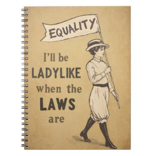 Caderno Espiral Vintage Suffragist Poster, citação feminista