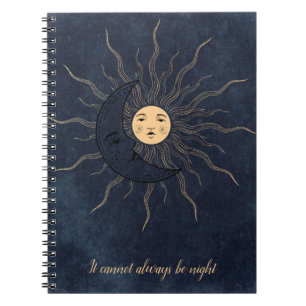 Caderno Espiral Vintage sun moon gold