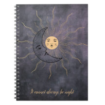 Vintage sun moon gold black roxa notebook