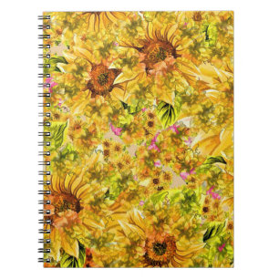 Caderno Espiral Vintage Sunflower Art