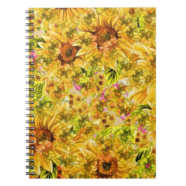 Caderno Espiral Vintage Sunflower Art (Frente)