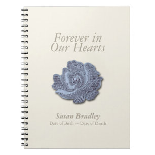 Caderno Espiral Vintage Tapeçaria Blue Rosa Memorial Guest Book