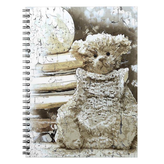 Caderno Espiral Vintage Teddy Bear e Livros (Frente)