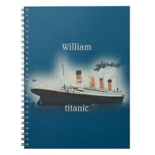 Caderno Espiral Vintage Titaner Ocean Liner Boy Sea Name Navio