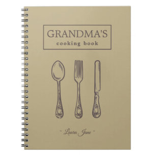 Caderno Espiral vintage utensílios rústico nome da receita avó