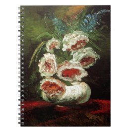 Caderno Espiral Vintage Vase com Peonies, Vincent van Gogh.