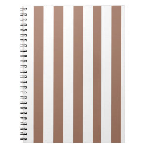 Caderno Espiral Vintage Vertical Stripes Mocha Mousse White