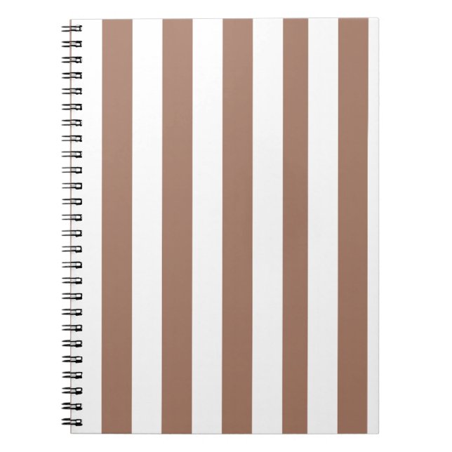 Caderno Espiral Vintage Vertical Stripes Mocha Mousse White (Frente)